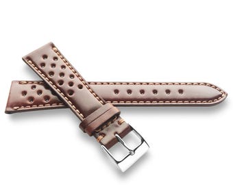 Color 4 Horween Shell Cordovan Leather Watch Strap, Rally Style, Quick Release