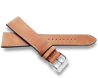 Light Brown Leather Watch Band Strap available in 22mm, 20mm, 19mm ,18mm