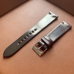 Oxblood (Color #8) Horween Shell Cordovan Leather Watch Band Strap Vintage 2 Side Matching Color Stitch 22mm 20mm 19mm 18mm