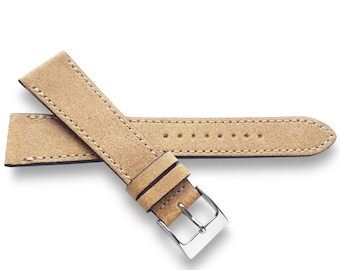 Khaki Tan Distressed Italian Crazyhorse Leather Watch Band Strap Avaliable in 22mm, 20mm, 19mm ,18mm