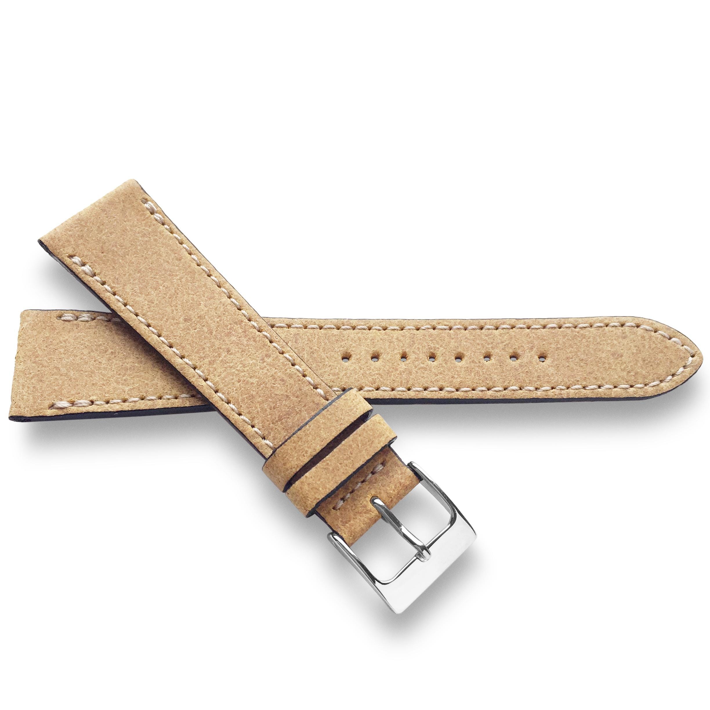 22mm Distressed Leather Watch Band with Silver Buckle, 7.75 Inches UNIVERSAL BLACK VINTAGE LEATHER WATCH STRAP | Everest Bands main image 4