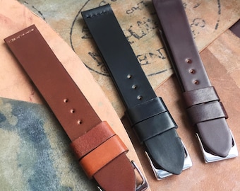 Vintage Horween Shell Cordovan 3 Strap Set in Natural Tan, Oxblood, and Black