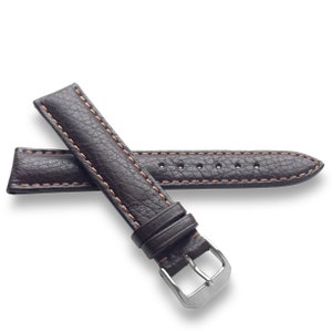 Dark Brown Genuine Buffallo Leather Watch Band Strap Padded With Tosted Stitch in 24mm, 22mm, 20mm, 29mm, 18mm