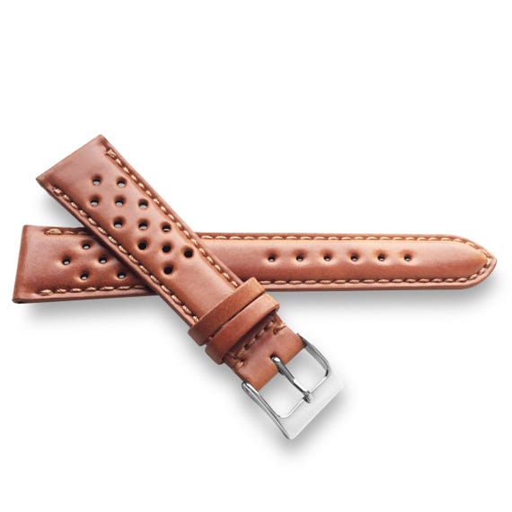 Natural Tan Horween Shell Cordovan Leather Watch Strap Matching Stitch Rally Style in 22mm 20mm 19mm 18mm Quick Release Spring Bars Etsy Canada