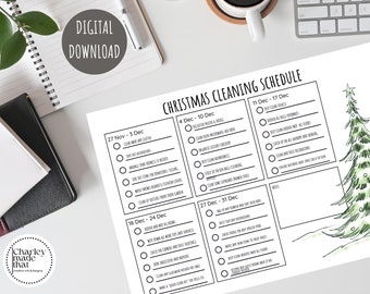 Christmas Cleaning Schedule - A4 PDF  Digital Download to print at home, Christmas cleaning checklist, organised Christmas Cleaning Planner