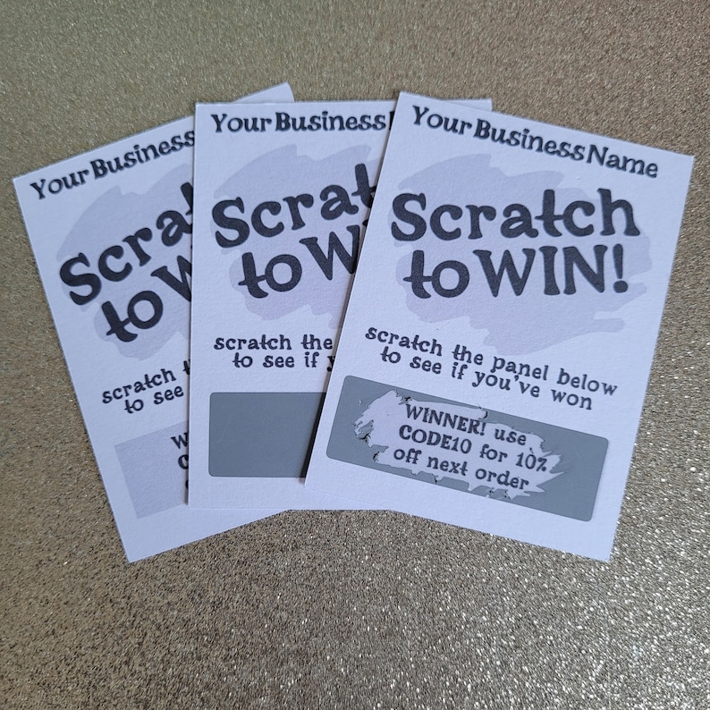 Personalised Custom Scratch and Win Cards promotional cards Etsy
