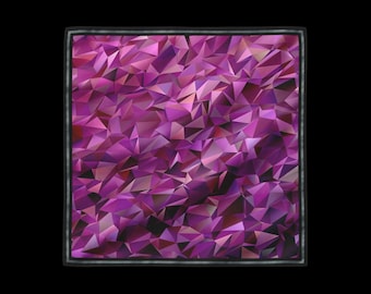 Pañuelo de bolsillo de satén de seda morado hecho a mano con patrón geométrico