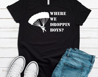 Battle Royale BRAND NEW Where We Droppin' Boys T-shirt MADE IN USA Battle Royale BRAND NEW Where We Droppin' Boys T-shirt MADE IN USA