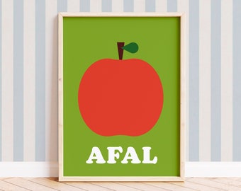 Afal  |  Welsh Apple Nursery Print  |  Afal Print  |  Welsh Apple Print  | Yr Wyddor  |  Apple Print | Welsh Kid's Print | Welsh Art