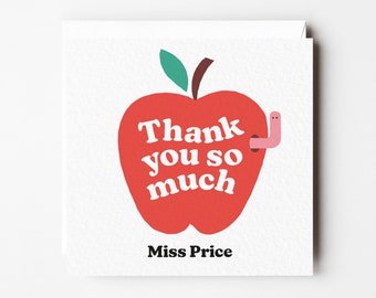 Thank You Teacher Card  |  Personalised Thank You Teacher Card  |  Personalised Card  |  End of Term Card