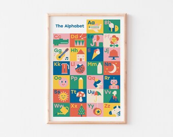 Children's Colourful Alphabet Print | Retro Alphabet Print | Alphabet Print | Colourful Nursery | Bold Alphabet Print