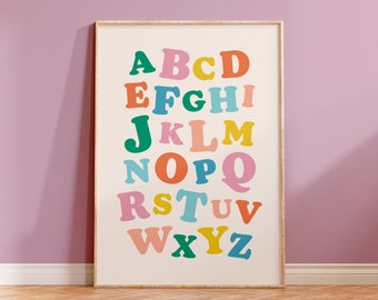 Pastel Alphabet Print | Kid's Alphabet Print | Montessori Alphabet Print | Pastel Nursery | Contemporary Alphabet Print