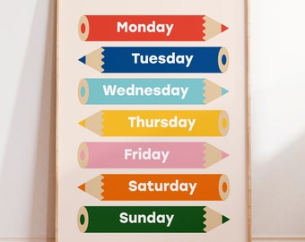 Days of the Week Print  |  Children's Educational Print  |  Educational Print