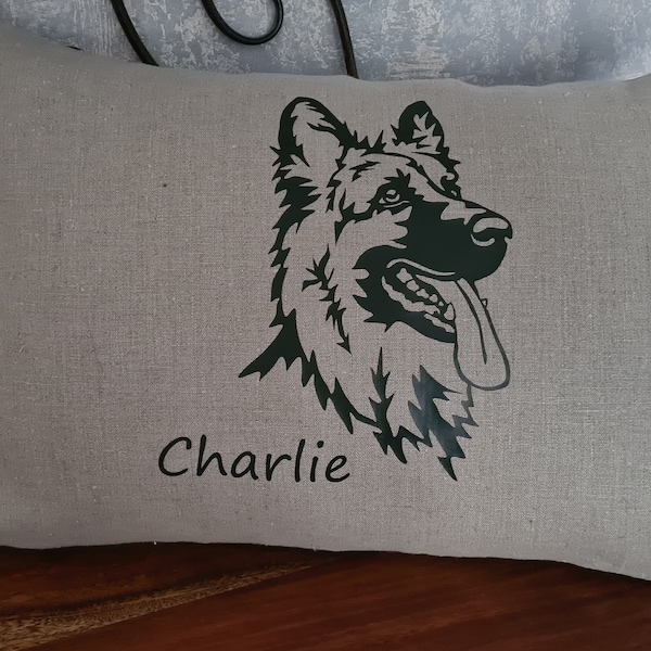 100% Leinen Schäferhund Kissen 40x60 personalisiert mit Namen