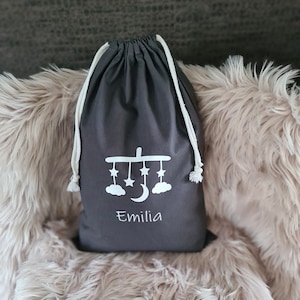 Laundry bag baby mobile, storage, gift bag, light grey pink