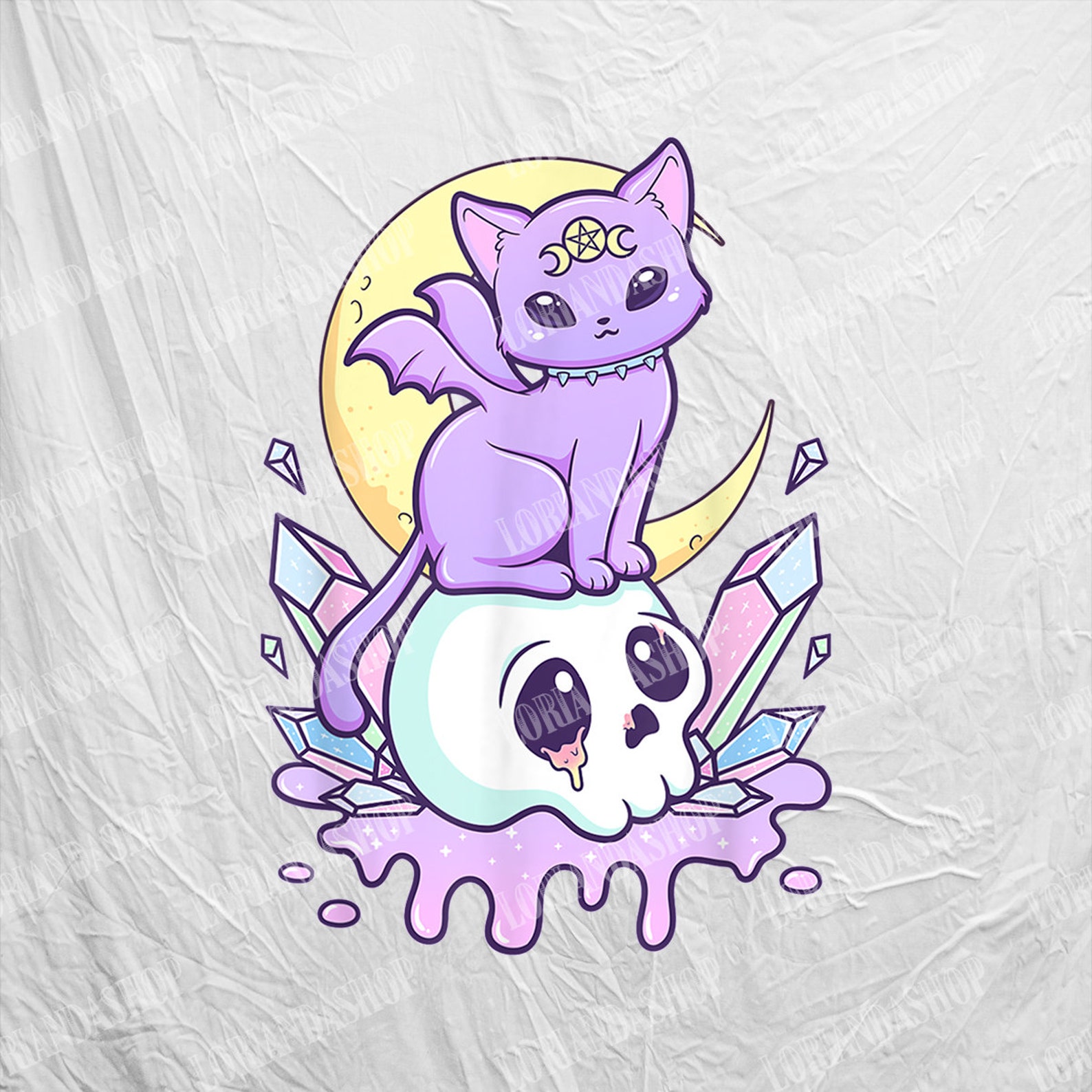 Kawaii Pastel Goth Cute Creepy Witchy Cat and Skull PNG Etsy