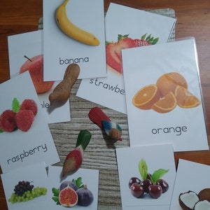 Montessori aligned big format fruit cards, 3 part fruit cards, Infant first words cards, Montessori homeschool, Early learning fruit cards