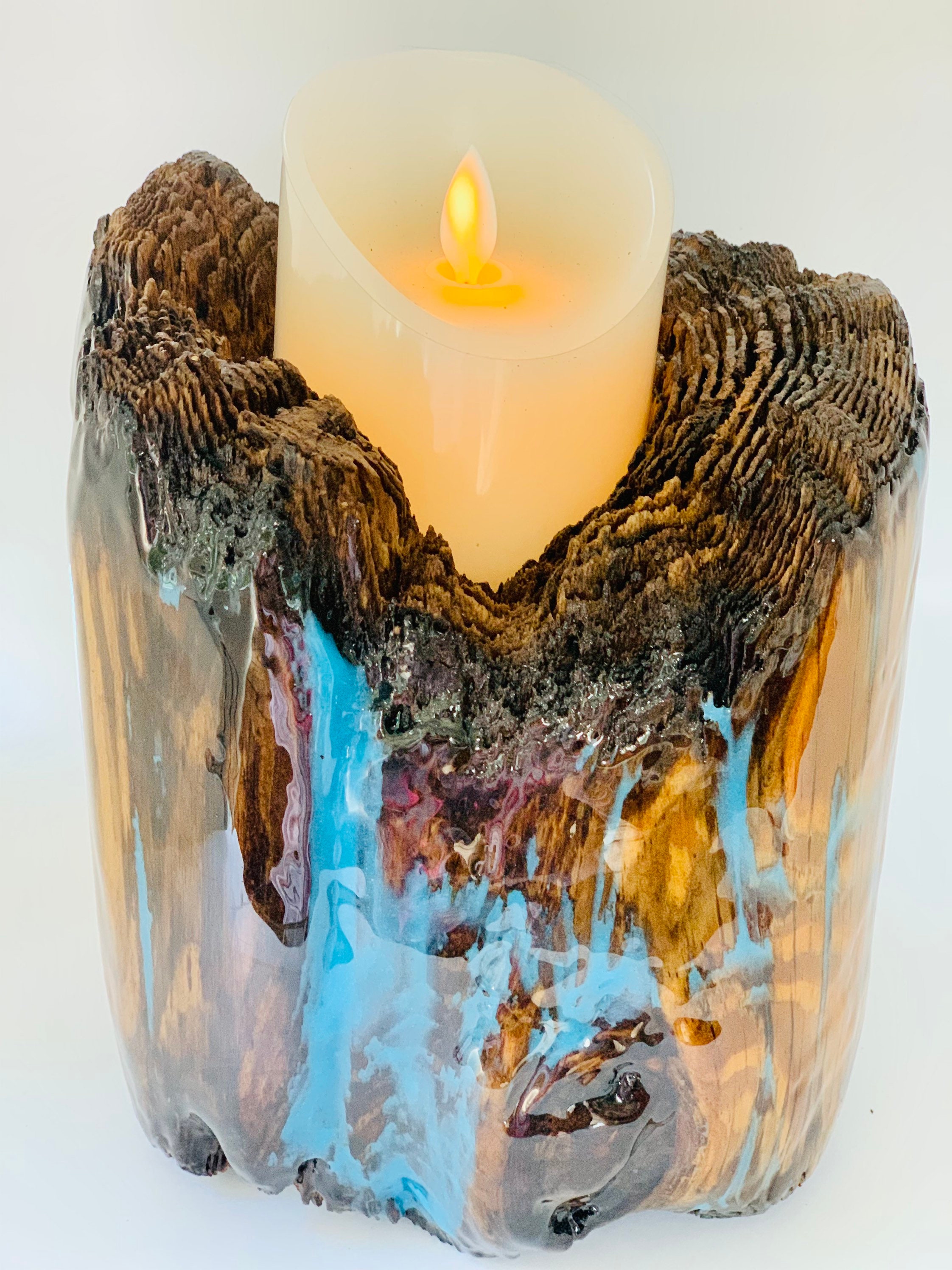 Unique wood candle holder centerpiece Etsy