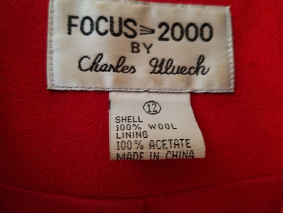 Focus 2000 Womens Sz 12, Red Wool Jacket - image 2