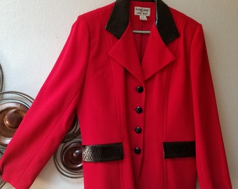 Focus 2000 Womens Sz 12, Red Wool Jacket