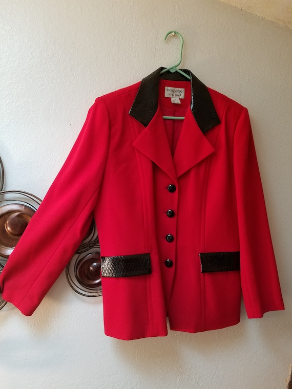 Focus 2000 Womens Sz 12, Red Wool Jacket - image 1