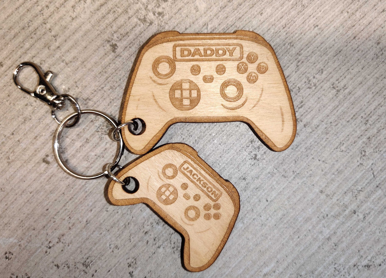 Custom Dad Xbox Controller Keychain Custom Engraved Wood Etsy