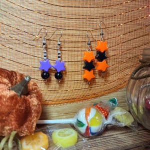 Chunky Halloween Star Dangle Earrings