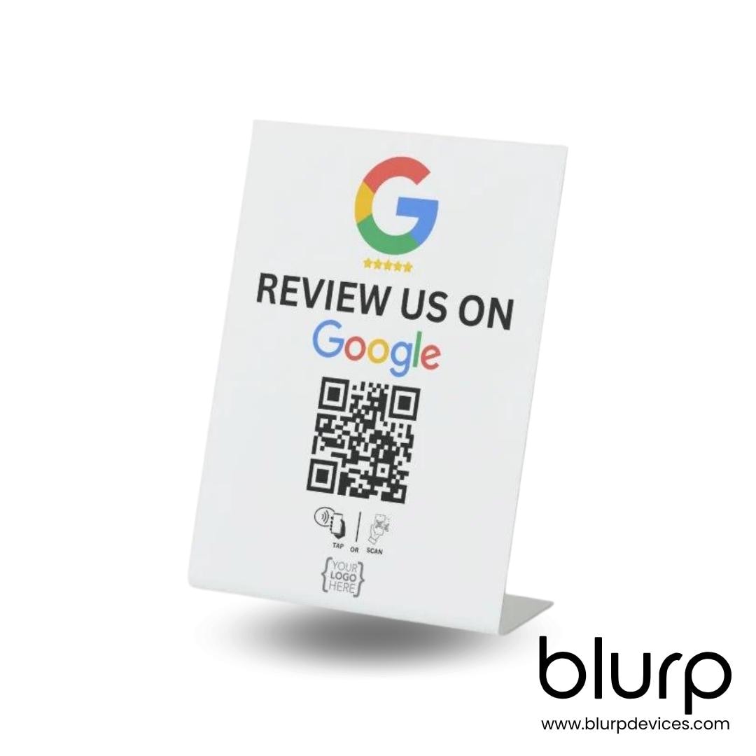 Google Review NFC And QR Code Display + Wooden Stand - ClickMe Smart Card