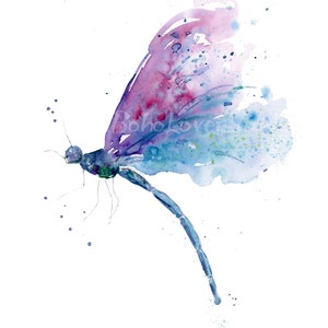 Dragonfly Watercolor Print, Printable Kids Bedroom Wall Art, Digital ...