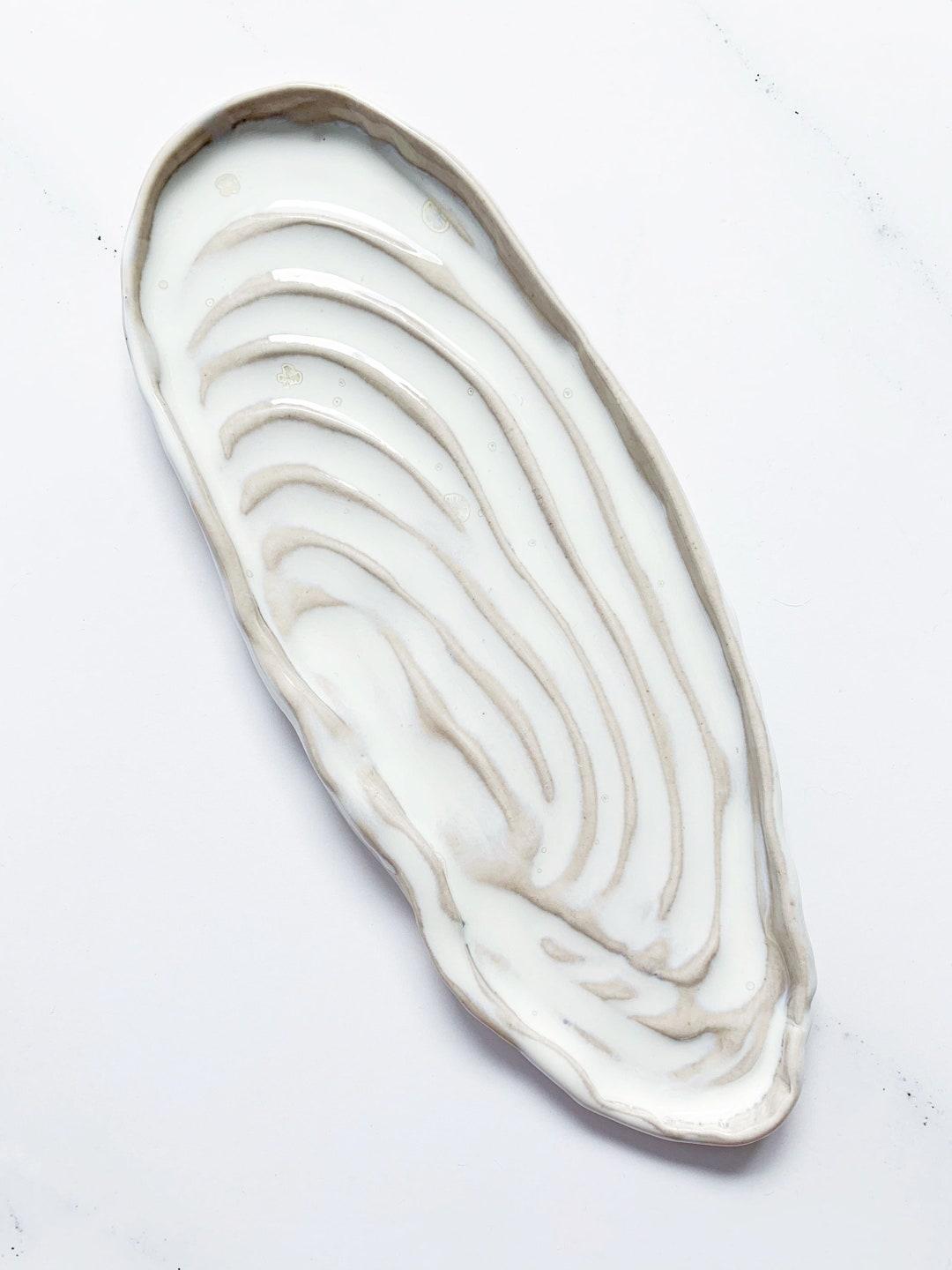 Plateau à Bijoux En Céramique Forme Nuage Blanc - Assiette Bijoux Pour Anneaux, Colliers Et Bracelets 19.5x13.5cm
