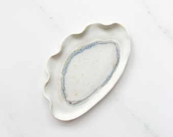 Ring plate, jewelry dish, white home decor, birthday gifts for her, ocean decor, soap dish, handmade gift, white ceramic plate, nr.24