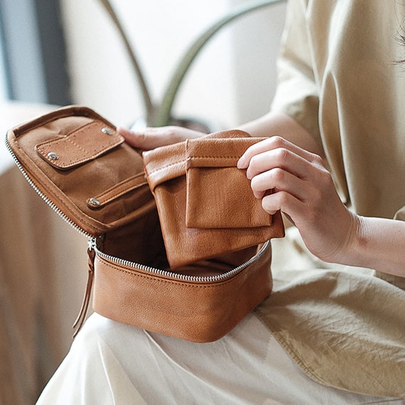 Leather Toiletry Bag Handmade Leather Jewelry Box Cosmetic Etsy