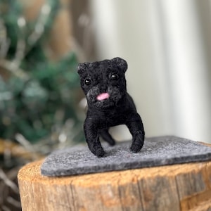 Needle felted animals BLACK PUG Christmas ornament Dog ornament Dollhouse miniatures animals Miniature Felt dog memorial ornament