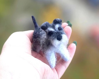 Needle felted SCHNAUZER Dollhouse miniatures animals Miniature dog Needle felted animals