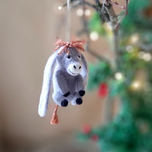 Vintage Weihnachtsschmuck Esel, nadelgefilzte Miniaturen Miniaturen für Puppenhaus
