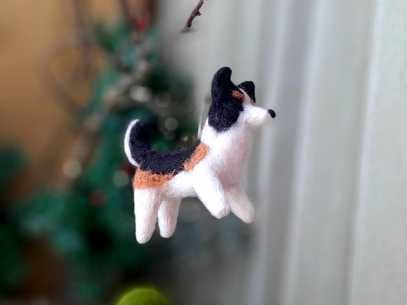 Needle Felted BORDER COLLIE Christmas Ornament Dog Ornament
