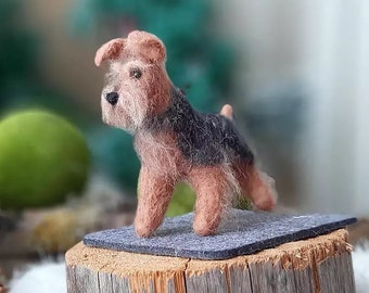 Needle felted AIREDALE terrier Welsh terrier Dollhouse miniatures animals Miniature Needle felted animals
