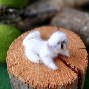 Needle felted SHIH TZU Dollhouse miniatures animals Miniature dog Needle felted animals Felt dog image 2