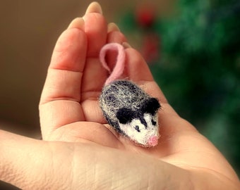 Opossum Needle felted animals Miniature animals Figurine possum gift