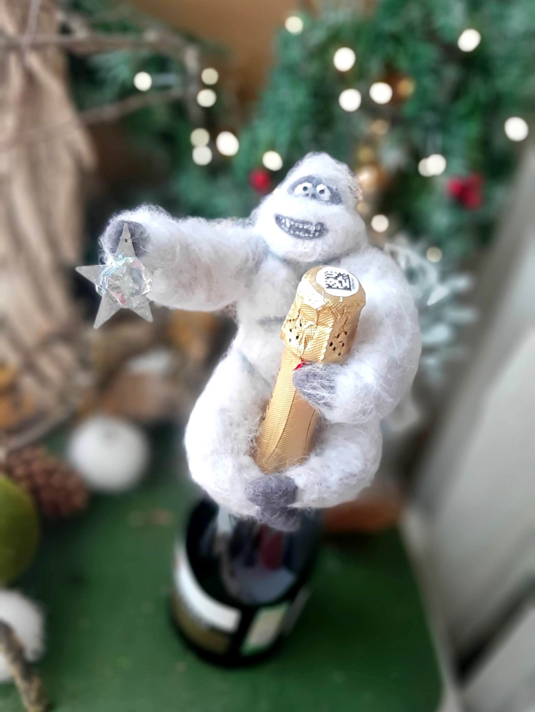 Yeti Abominable Snowman Glass Tree Topper