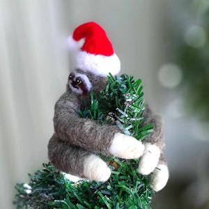 Décoration pour arbre LITTLE SLOTH, décoration pour arbre de Noël, cadeaux paresseux en feutre, animaux en feutre vintage, décoration de Noël, décoration de sapin de Noël image 6