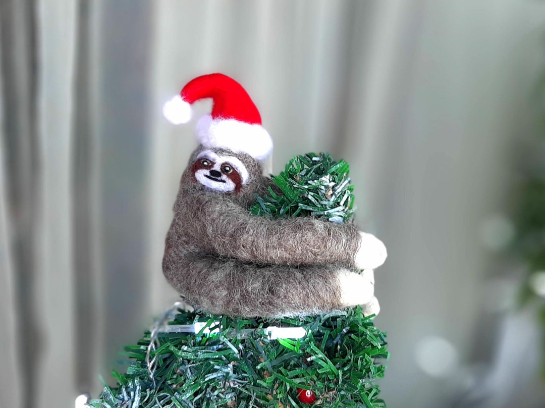 Stuff Animal Tree Topper LITTLE SLOTH TREE Topper Christmas Tree Topper Felt Sloth Gifts Needle ...