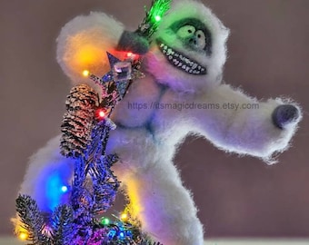 Abominable snowman Christmas tree topper Personalized yeti Custom yeti Christmas ornament Christmas decor tree toppers Christmas ornament