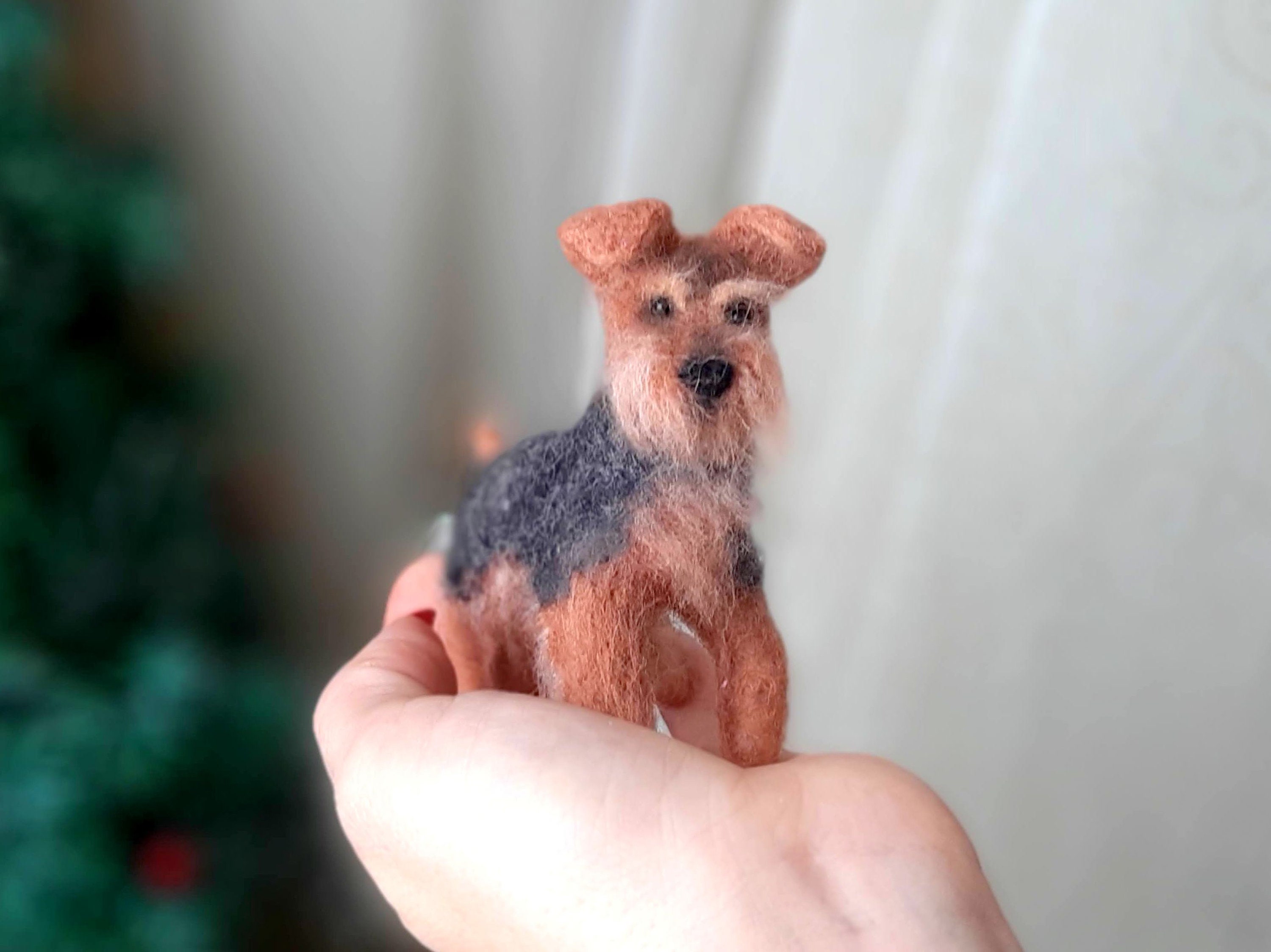 Needle Felted AIREDALE Terrier Welsh Terrier Dollhouse Miniatures