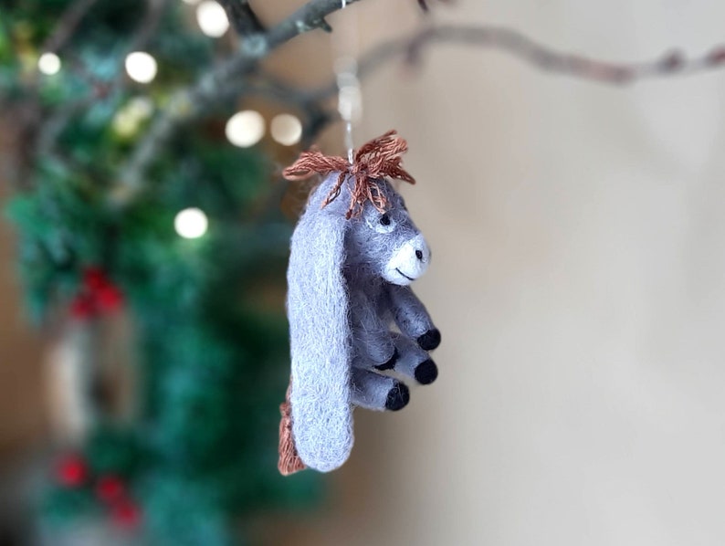 Christmas ornaments Christmas donkey Vintage Dollhouse miniatures Miniature animals Needle felted Miniature figurines image 5