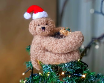Christmas tree topper DOG tree toppers POODLE Puppy ornaments Needle felt animals Christmas ornament Felt dog memorial ornament