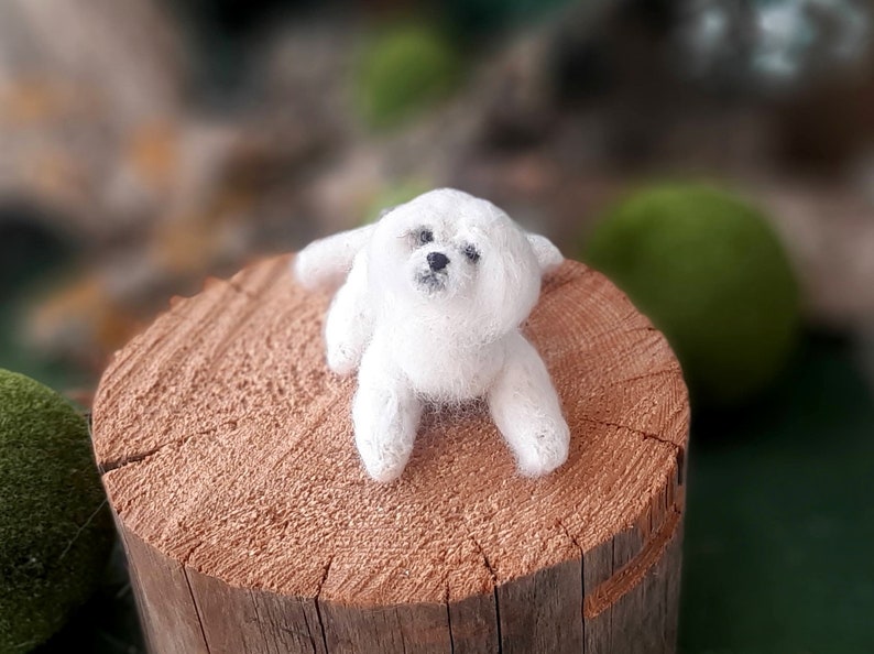 Needle felted MALTESE Dollhouse miniatures animals Miniature dog Needle felted animals Felt dog image 7