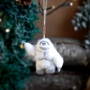 Needle felted Abominable snowman Vintage Christmas ornament yeti Christmas decor Dollhouse miniatures animals Needle felted animals