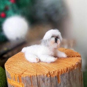 Needle felted SHIH TZU Dollhouse miniatures animals Miniature dog Needle felted animals Felt dog 画像 6