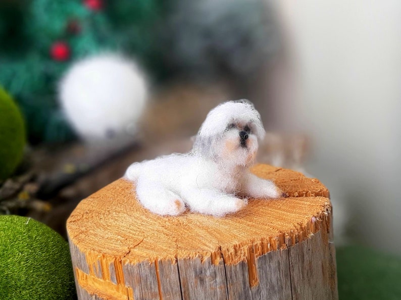 Needle felted SHIH TZU Dollhouse miniatures animals Miniature dog Needle felted animals Felt dog image 6